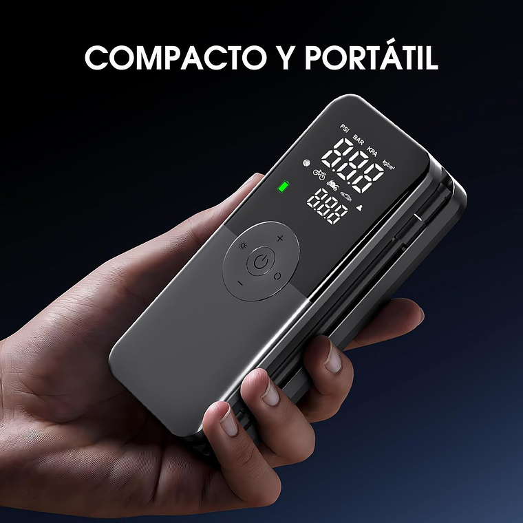 Compresor Aire 150psi Auto Moto Bicicleta Power Bank 2600mah 7