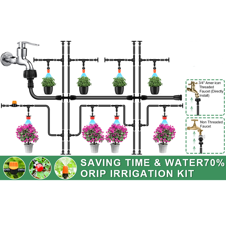 Kit De Riego Por Goteo 40+10 Metros Ahorro Agua 177 Piezas 7