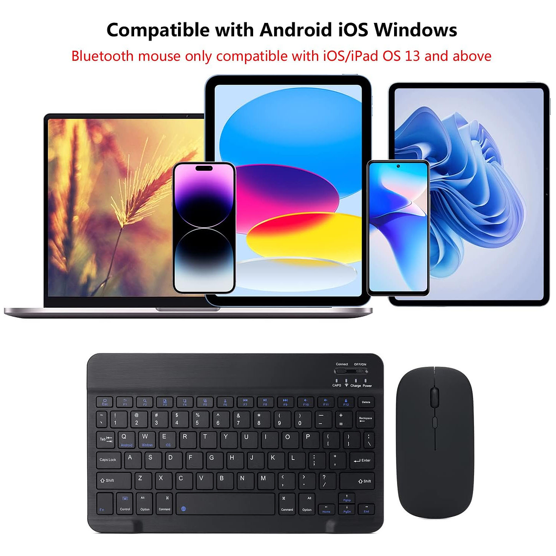 Kit Teclado + mouse Inalambrico Bluetooth Para Pc Android IOS 3