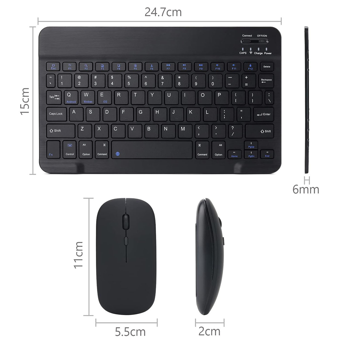 Kit Teclado + mouse Inalambrico Bluetooth Para Pc Android IOS 7