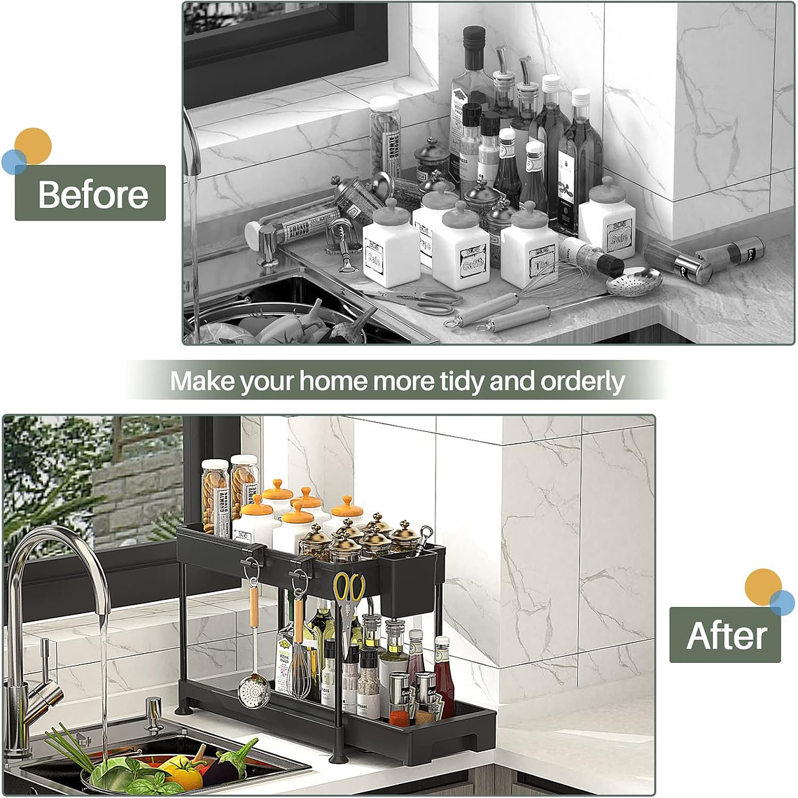 Organizador Multifuncional De Cocina Baño Estante Deslizante 3
