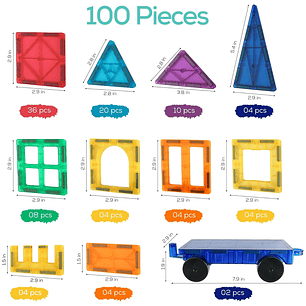 Juego De Bloques De Construcción Magnéticos 3d 100 Piezas