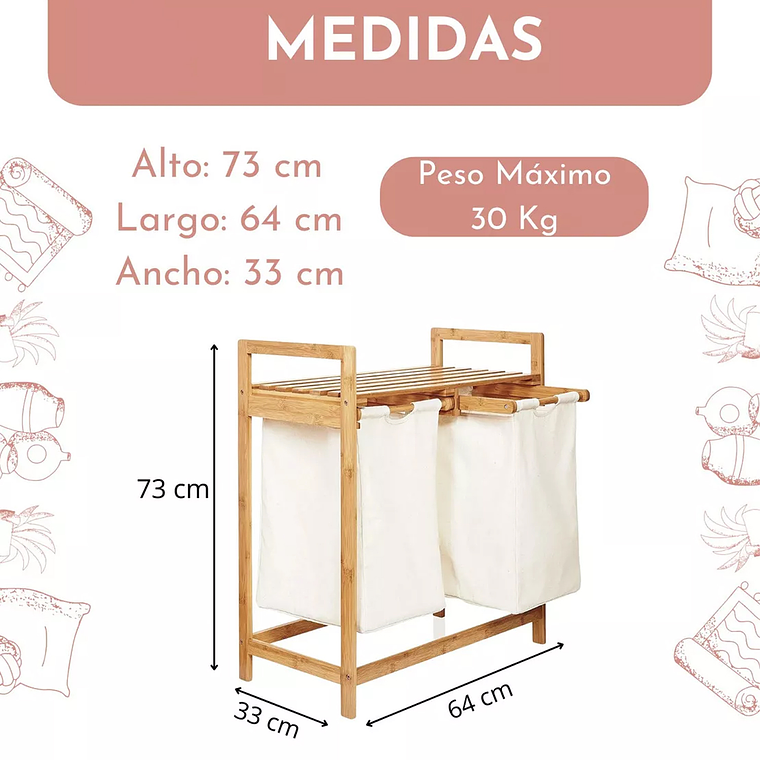 Cesta Canasto De Ropa Sucia Con Soporte De Bambu 6