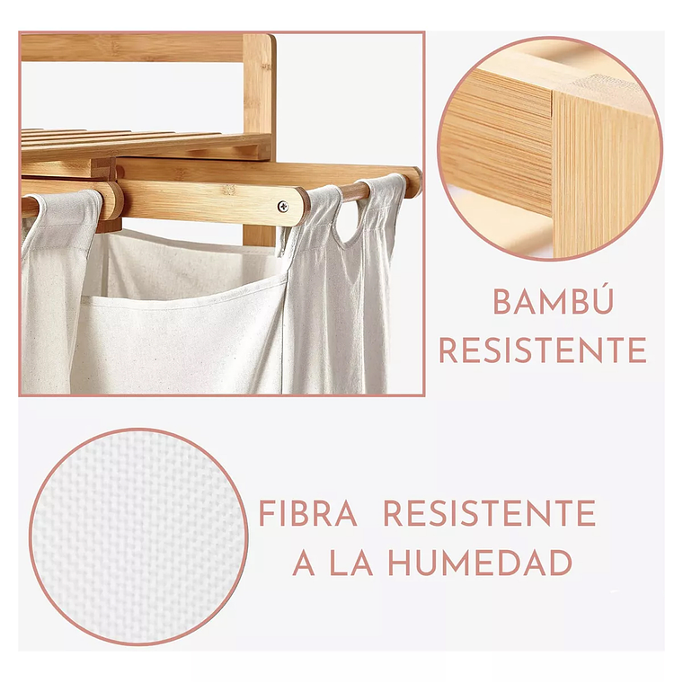 Cesta Canasto De Ropa Sucia Con Soporte De Bambu 5