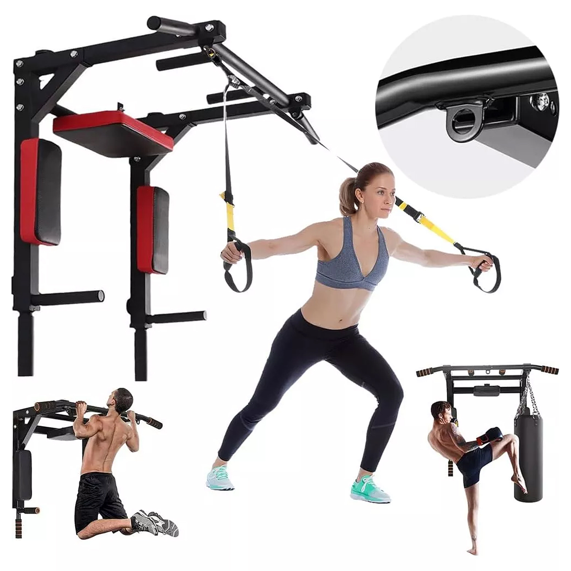 Barra Dominadas Ejercicios Multifuncional Pared Gym 8 En 1 3