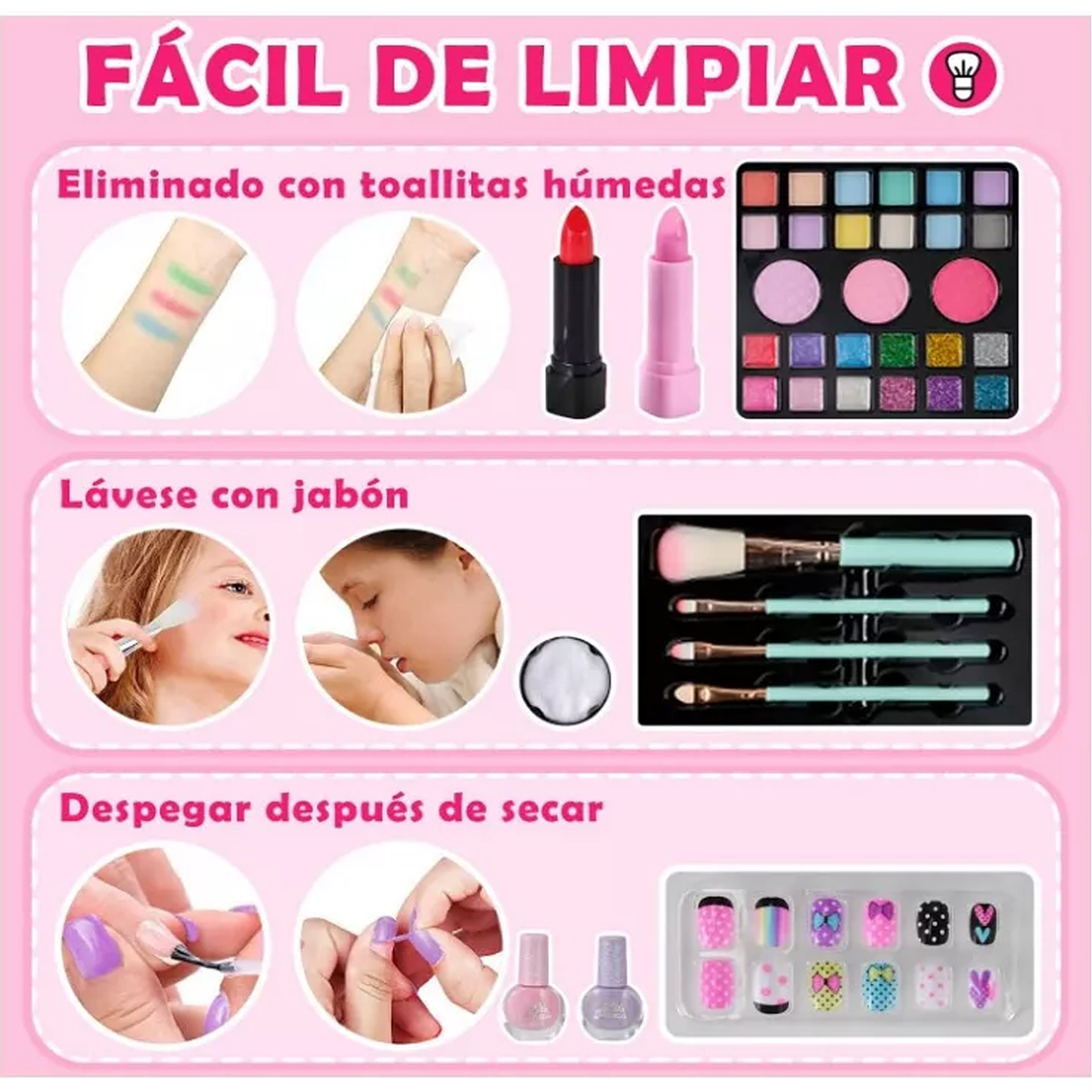 Kit De Juguetes Maquillaje Para Niñas Cosmetico Manicura 2