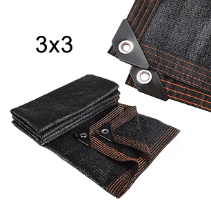 Lona Carpa De Malla Sombra Negra 3x3 Metros