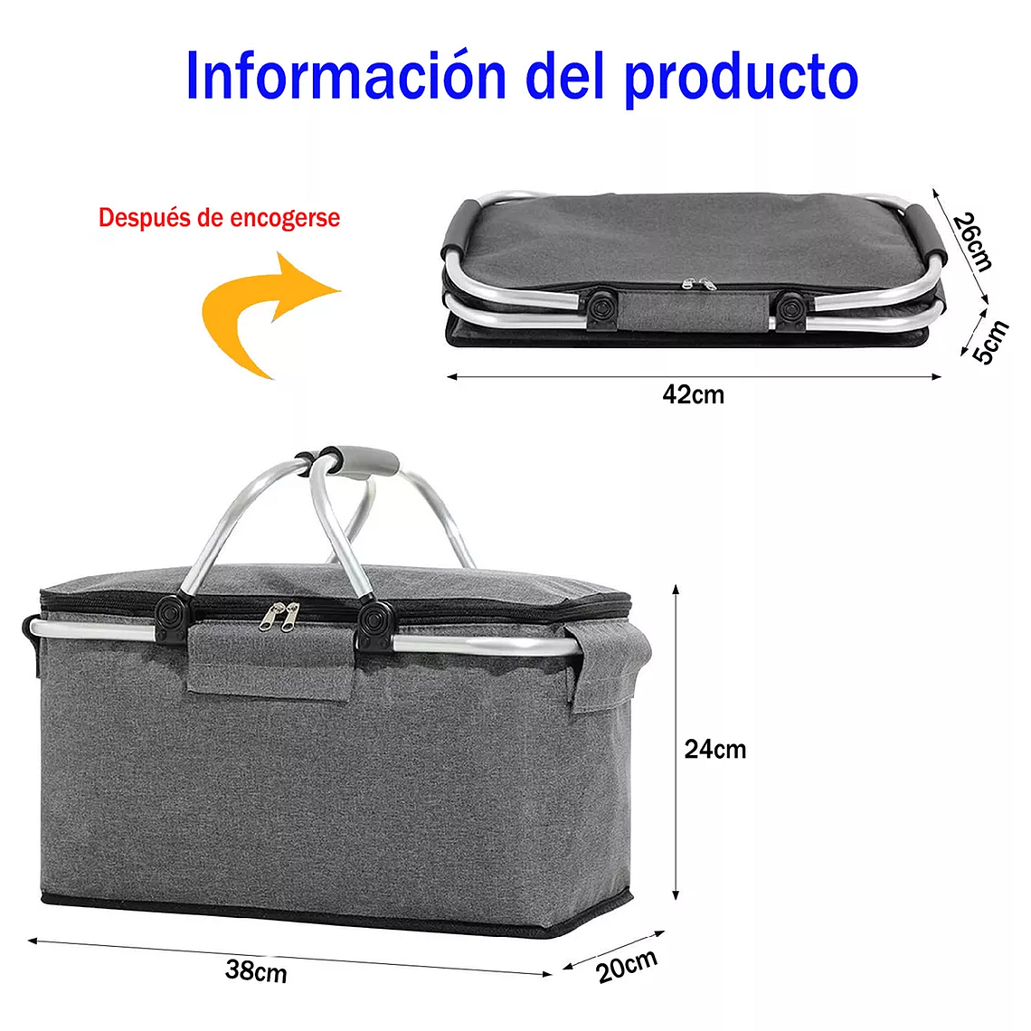 Canasta Picnic Cooler Bolso Térmica Plegable Portátil 4