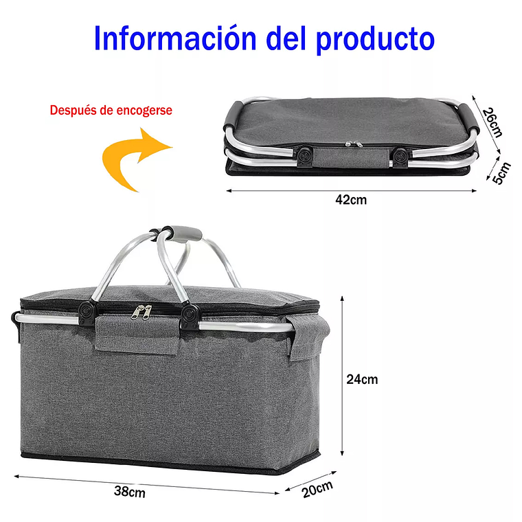 Canasta Picnic Cooler Bolso Térmica Plegable Portátil 4