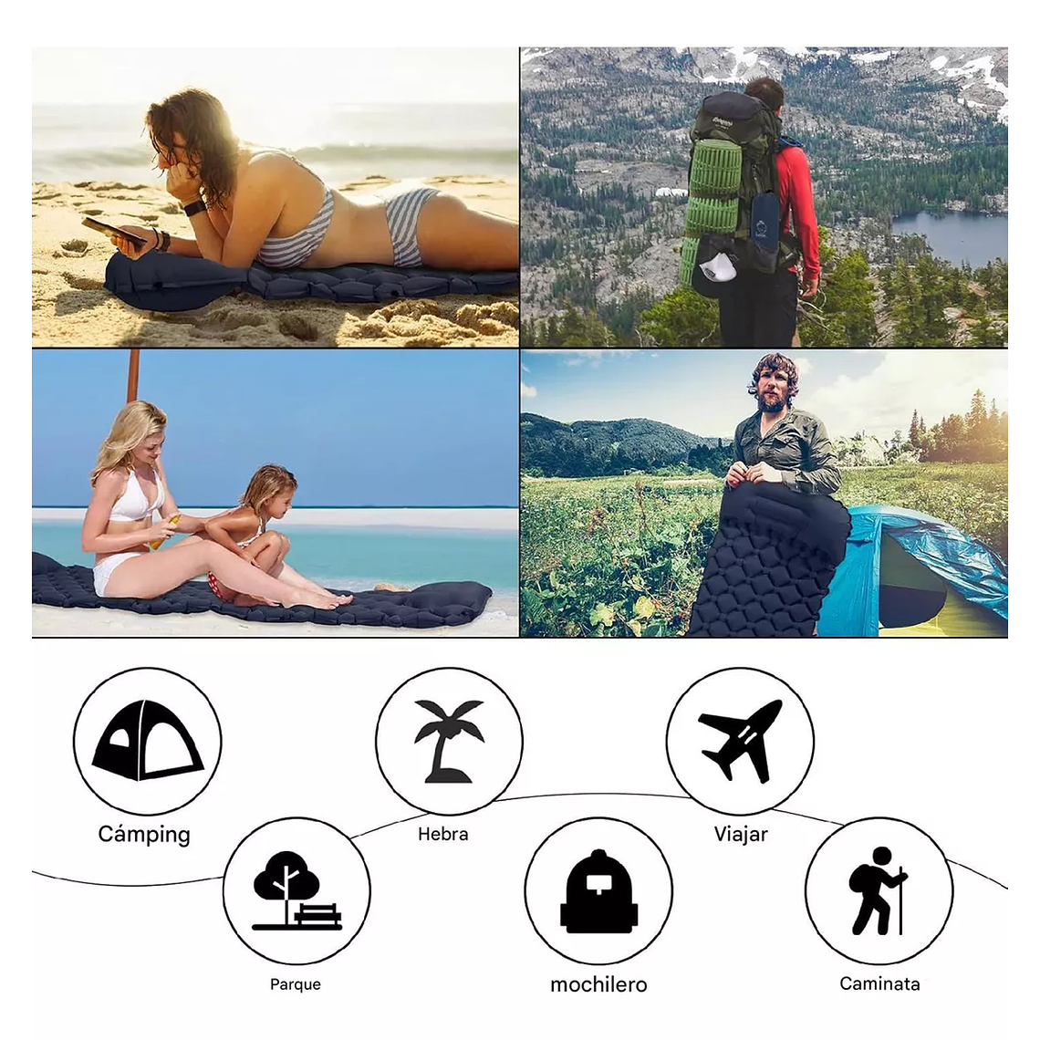 Colchón Inflable Plegable Portátil Para Acampar Colchoneta 3