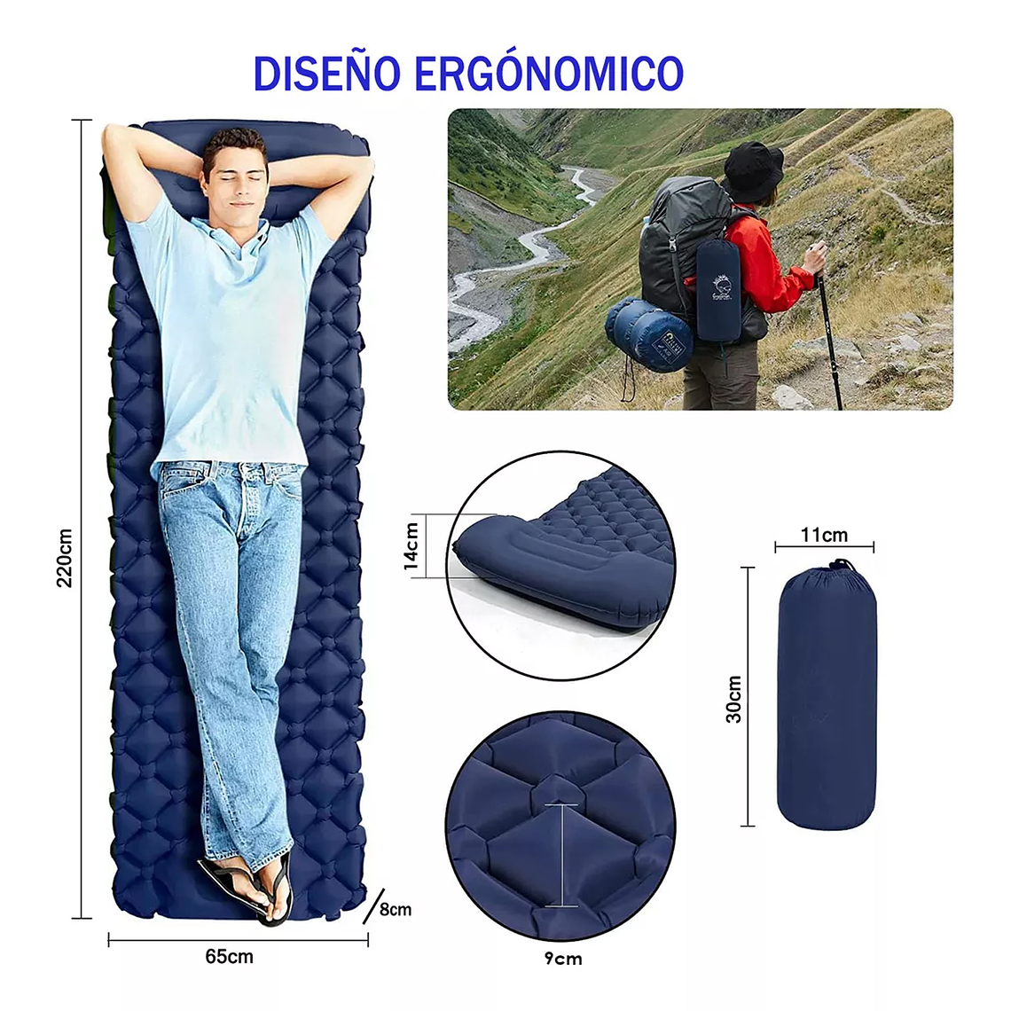 Colchón Inflable Plegable Portátil Para Acampar Colchoneta 7