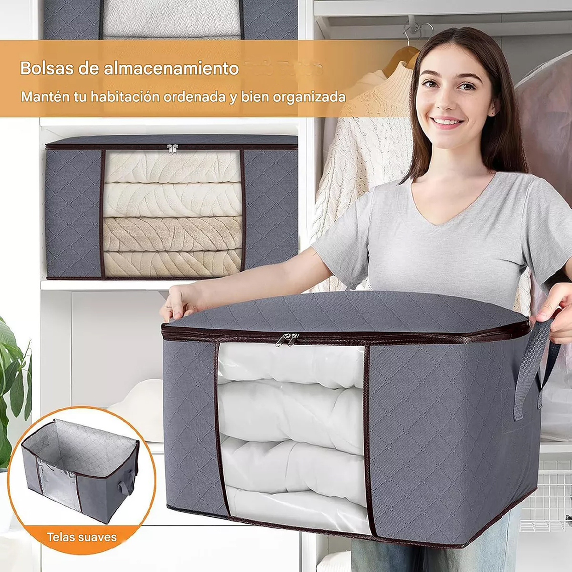 Pack 3 Bolsas Organizador Almacenamiento De Ropa / Mantas 3