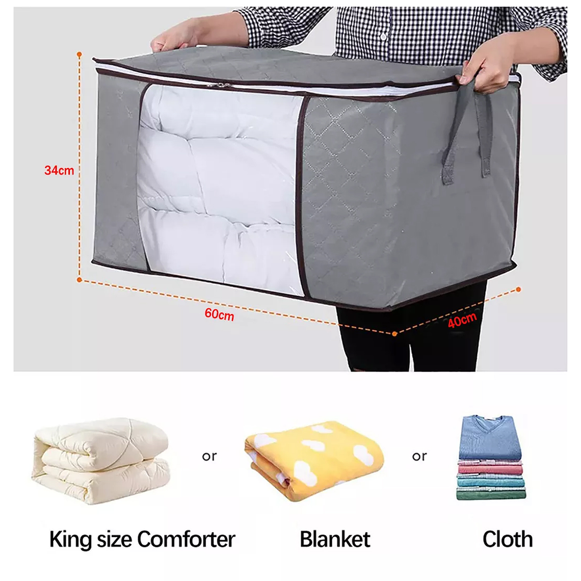 Pack 3 Bolsas Organizador Almacenamiento De Ropa / Mantas 6