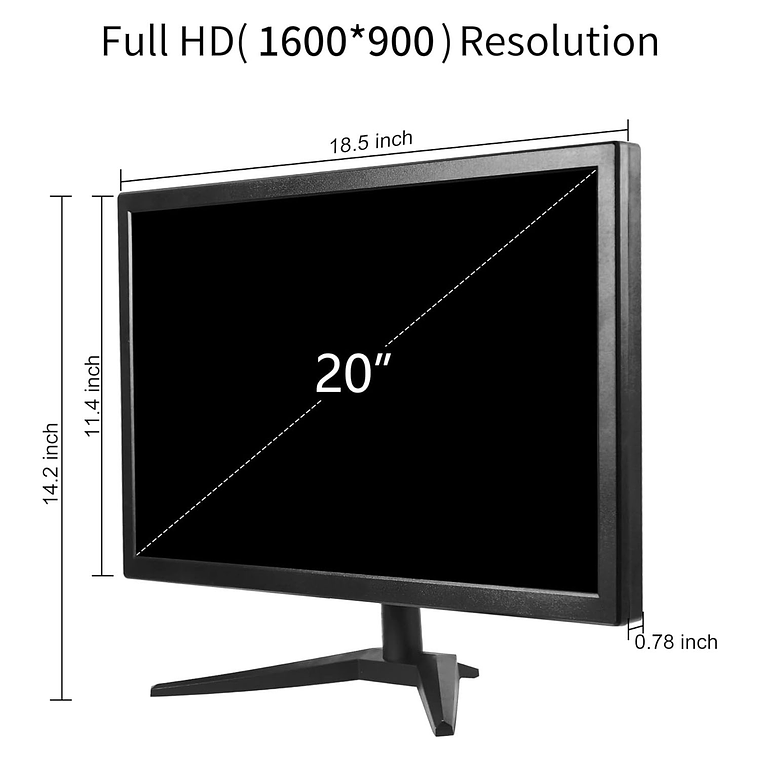 Monitor De Pc Para Oficina 20'' Hd Display 1600*900 Hdmi Vga 4