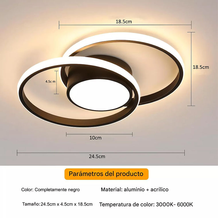 Lámpara De Techo Moderna Led Lámpara Regulable 2 Redondos 4