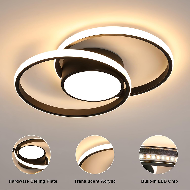 Lámpara De Techo Moderna Led Lámpara Regulable 2 Redondos 5