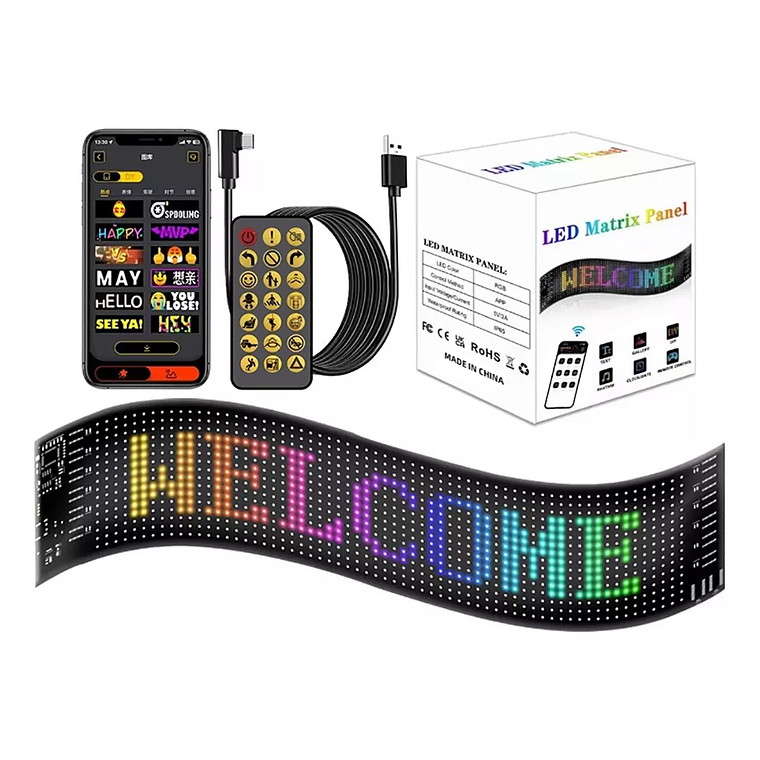 Letrero Led Matrix Flexible Rgb App Control Usb Auto 16x96 1