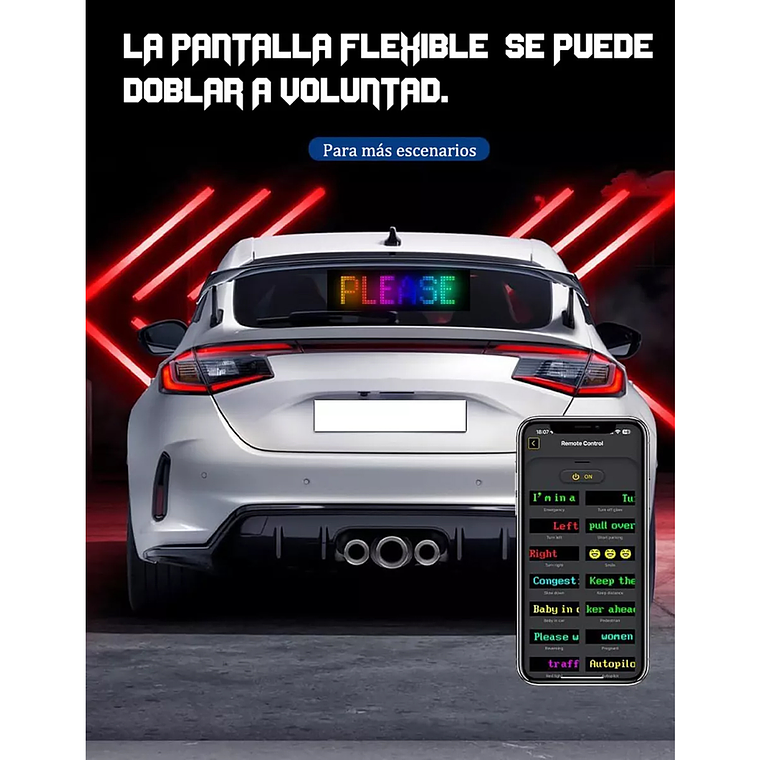 Letrero Led Matrix Flexible Rgb App Control Usb Auto 16x96 2