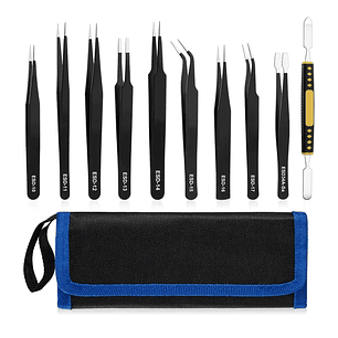 Set 10 Pinzas Antiestáticas Precisión Relojería Y Electrónica