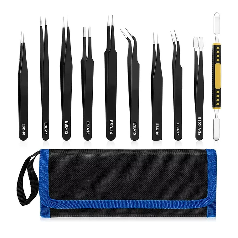 Set 10 Pinzas Antiestáticas Precisión Relojería Y Electrónica 1