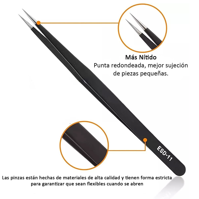Set 10 Pinzas Antiestáticas Precisión Relojería Y Electrónica 2