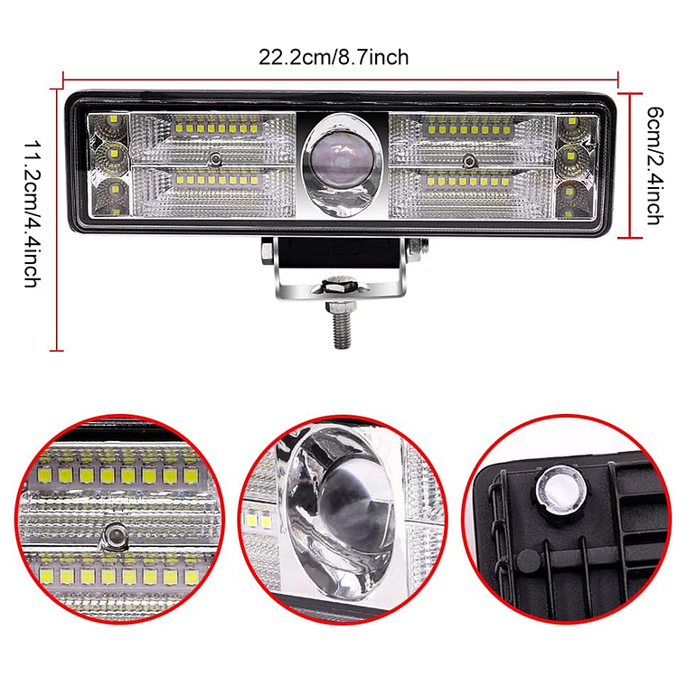 Barra Foco 38 Led 144w Neblinero 12v 24v 4