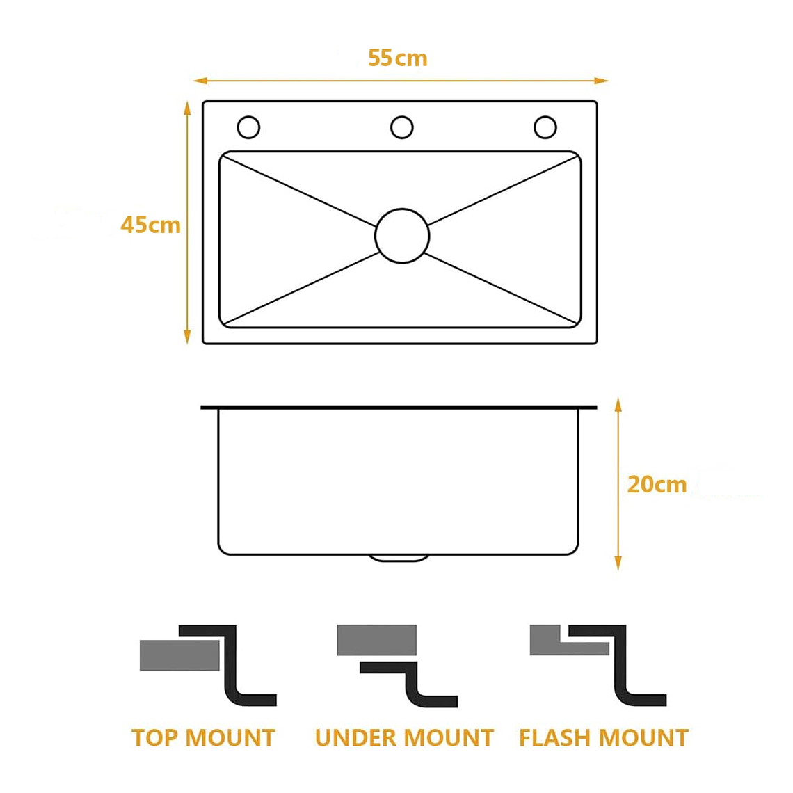 Lavaplatos Simple Empotrado Acero Inoxidable Bajo Cubierta 5