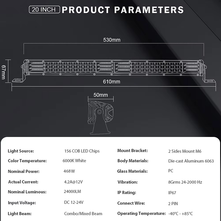 Barra Neblinero Led 468w 54cm Auto 6