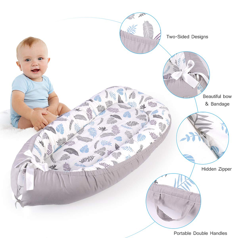 Cama Cojín Nido Colecho De Algodón Para Bebe 93x53cm 6