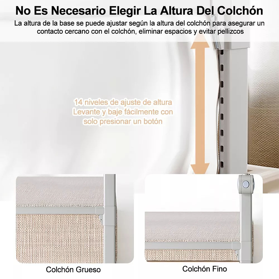 Baranda De Cama 1.5mtrs Seguridad Bebe Abatible Ajustable 2