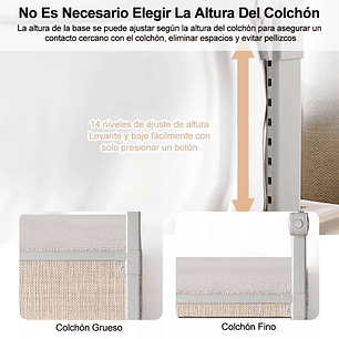 Baranda De Cama 1.5mtrs Seguridad Bebe Abatible Ajustable