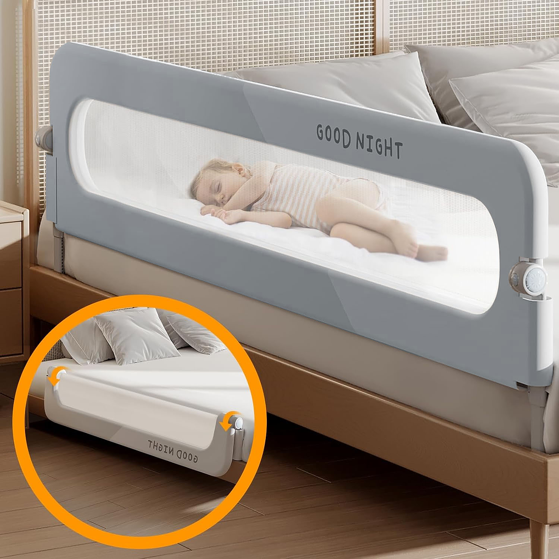 Baranda De Cama 1.5mtrs Seguridad Bebe Abatible Ajustable 6