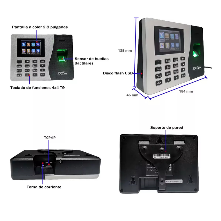 Control Horario Biométrico Huella Y Código Hasta2000 Huellas 4