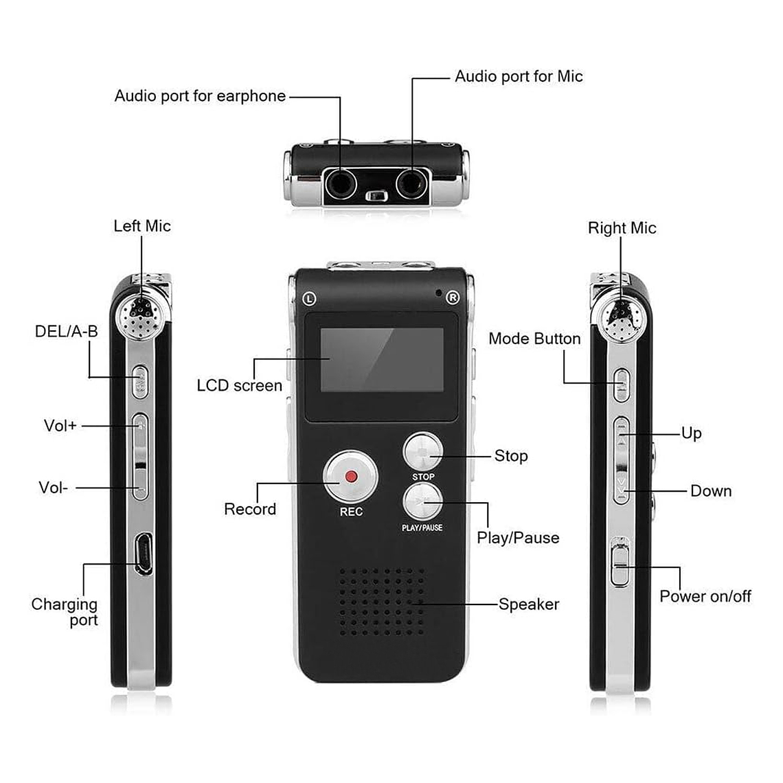 Grabadora Digital Profesional De Voz 8gb Mp3 5