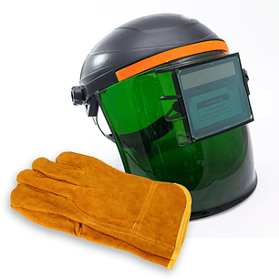 Máscara De Soldar Fotosensible Con Cintillo Ajustable + guantes