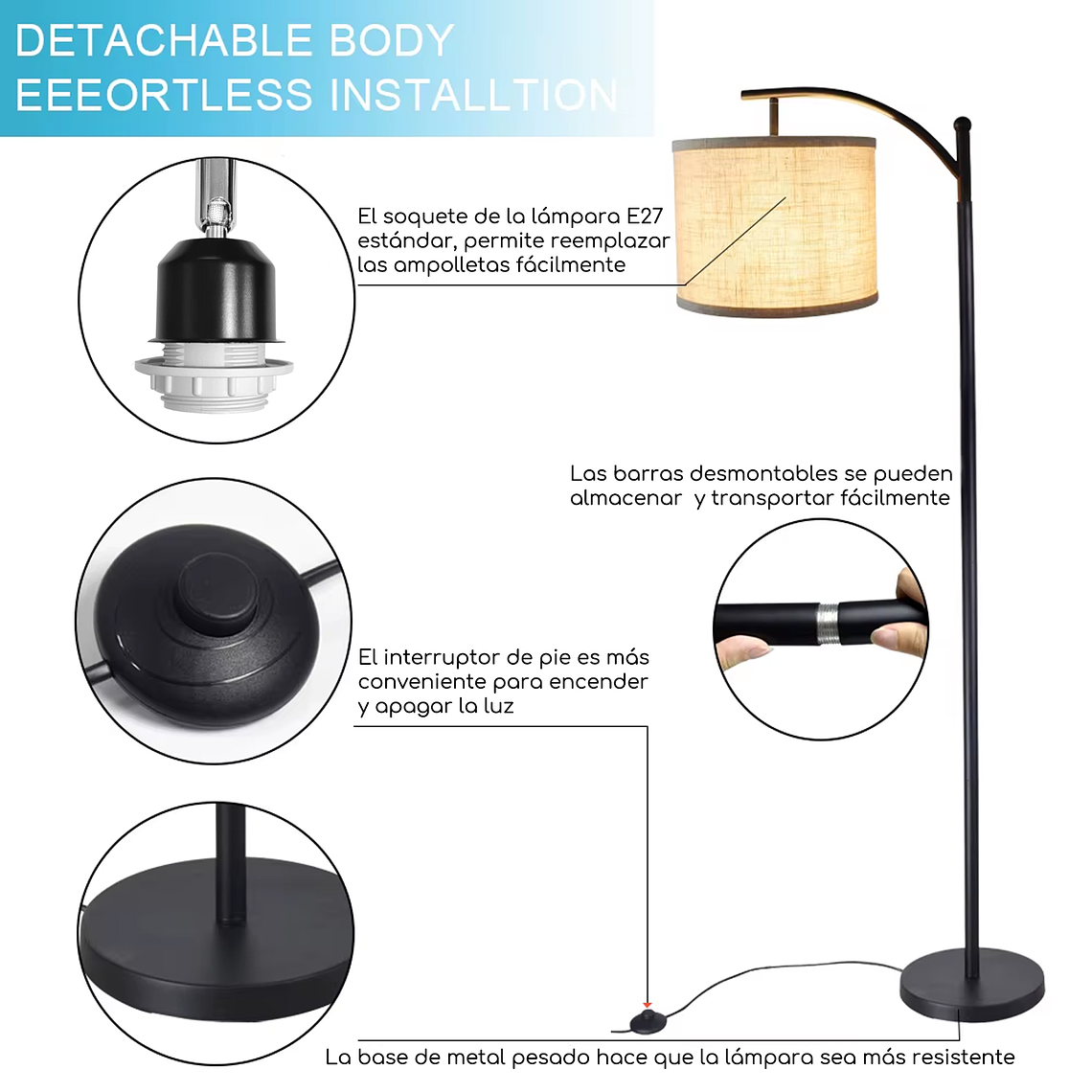 Lámpara De Pie Alta Sala De Estar Y Dormitorio 5
