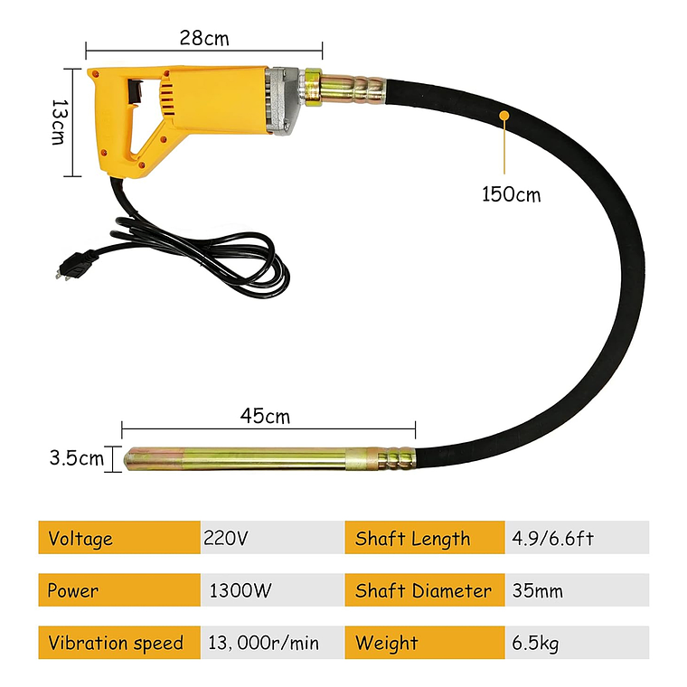 Vibrador Hormigón 1300w Sonda 1.5mtrs Línea Profesional 3