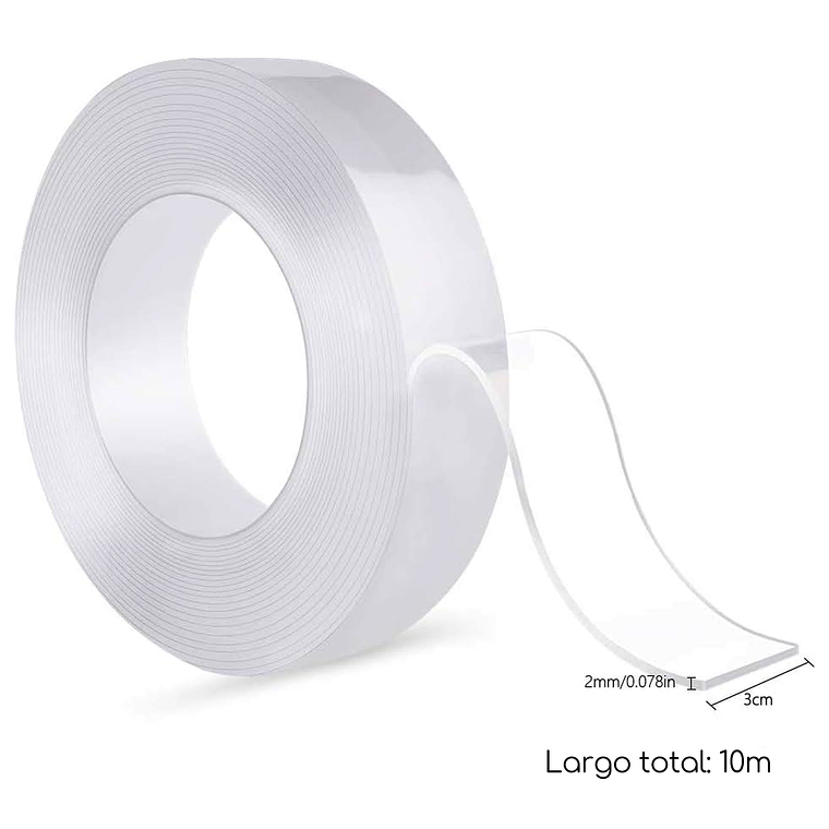 Cinta Doble Contacto Faz Huincha Adhesiva Reutilizable 10mts 3