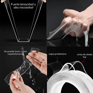 Cinta Doble Contacto Faz Huincha Adhesiva Reutilizable 10mts