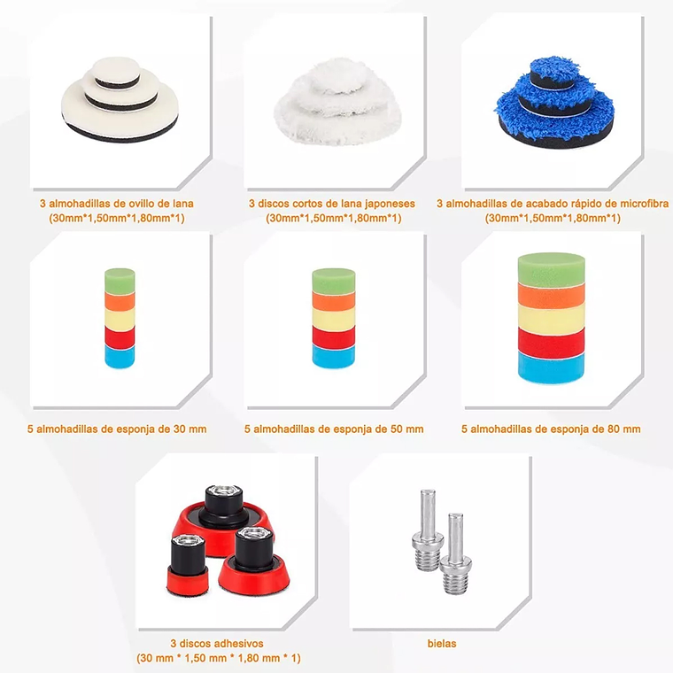 Kit De 29 Piezas Pulir Esponjas Almohadillas Para Auto 4