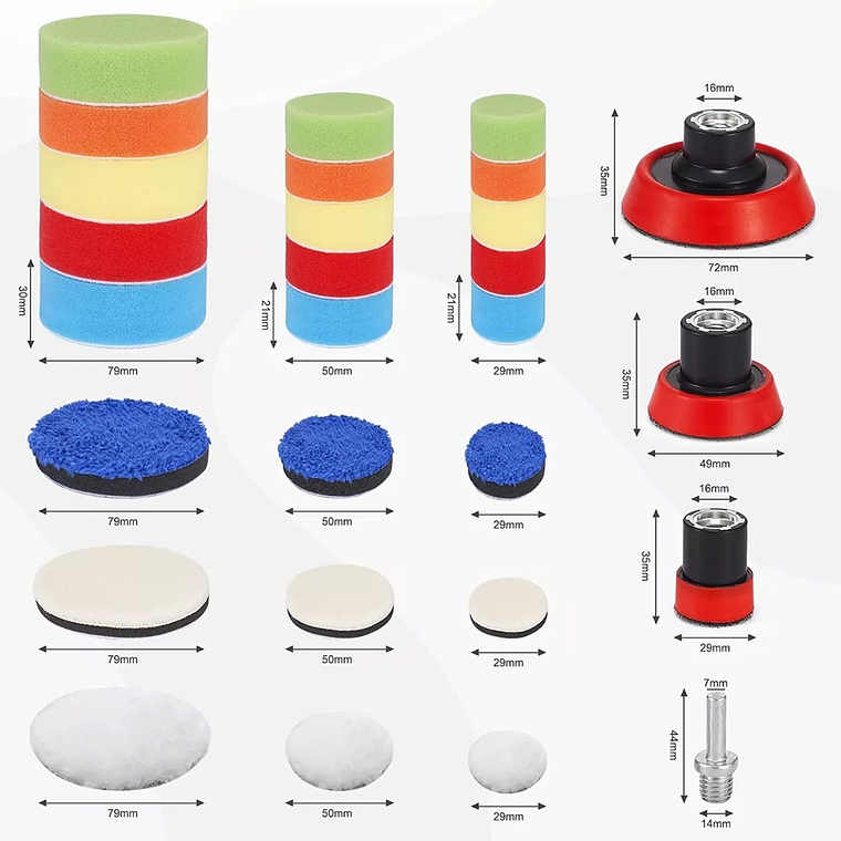 Kit De 29 Piezas Pulir Esponjas Almohadillas Para Auto 5