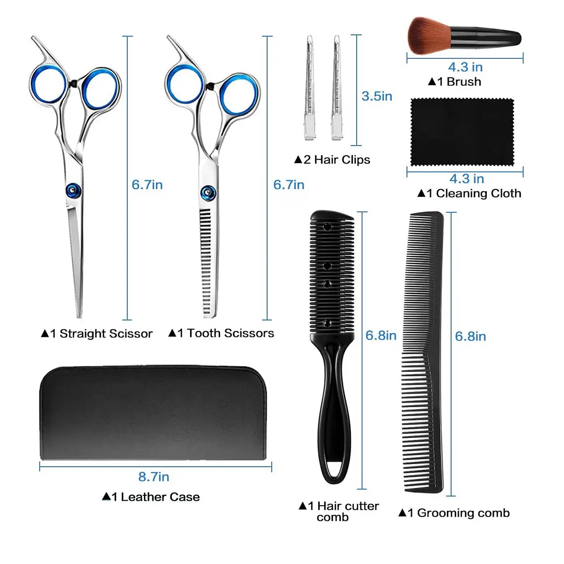 Set De Peluqueria Tijeras Entresecadora Accesorios 6