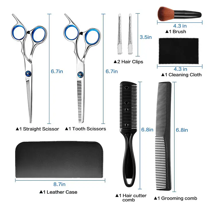 Set De Peluqueria Tijeras Entresecadora Accesorios 6