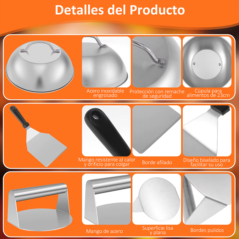 Kit De Prensa De Hamburguesas De Acero Inoxidable 4