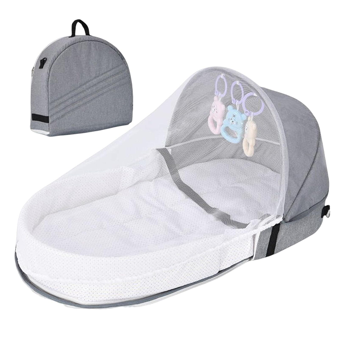 Cama Moisés Para Bebé Portátil Plegable Con Mosquitera 1