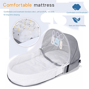 Cama Moisés Para Bebé Portátil Plegable Con Mosquitera