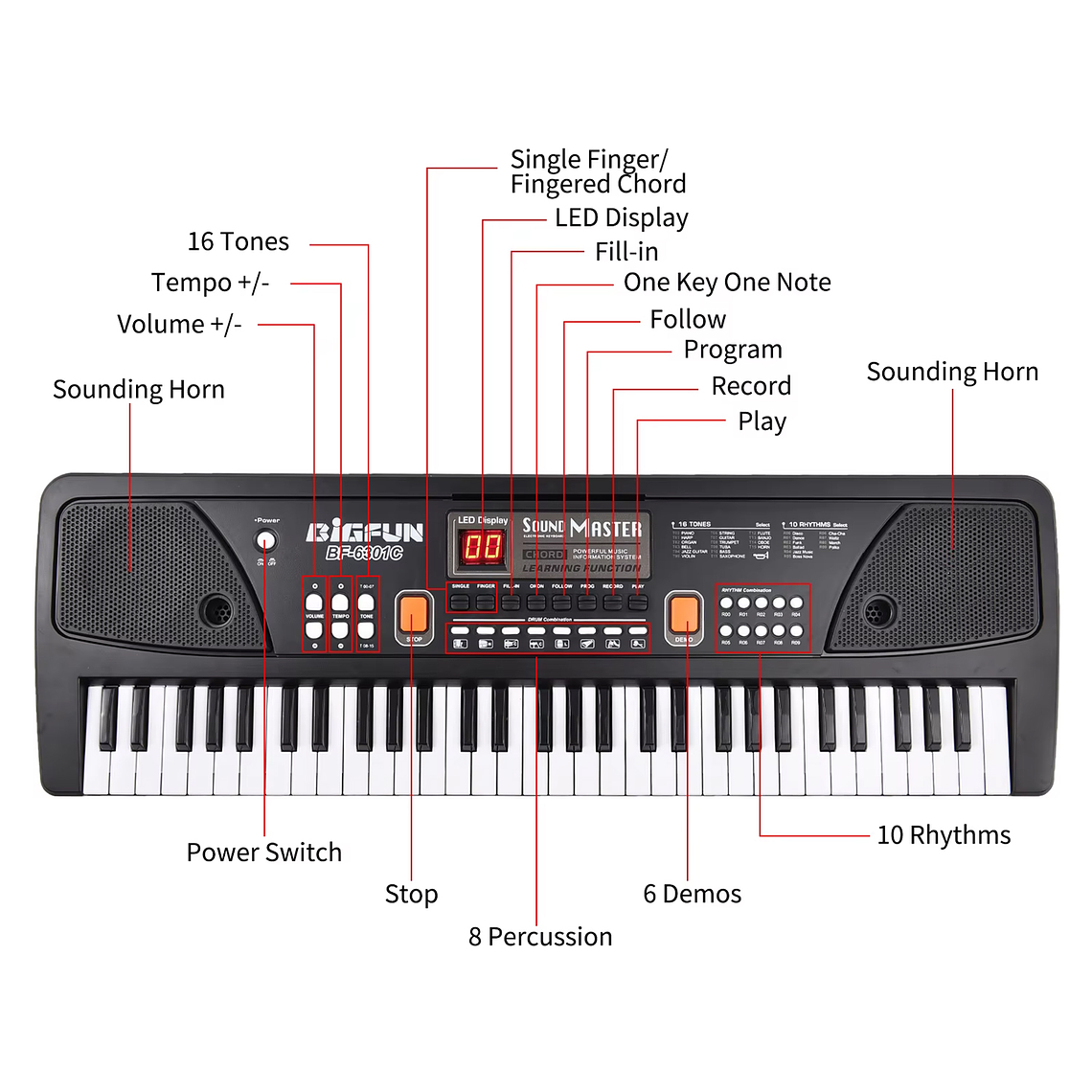 Piano Teclado Musical Eléctrico De 61 Teclas + Micrófono 3