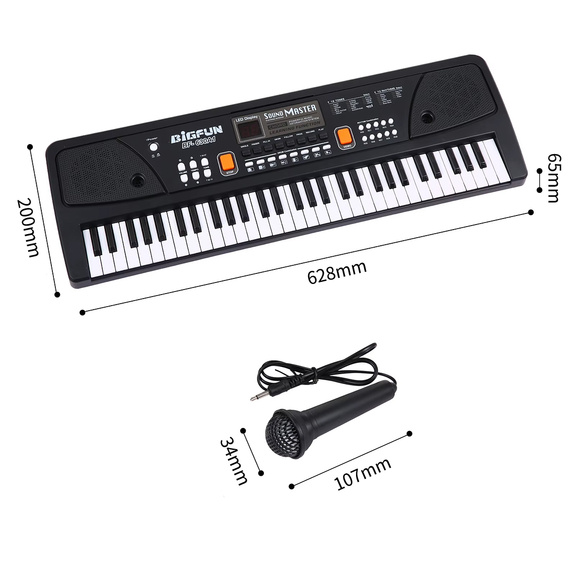 Piano Teclado Musical Eléctrico De 61 Teclas + Micrófono 5