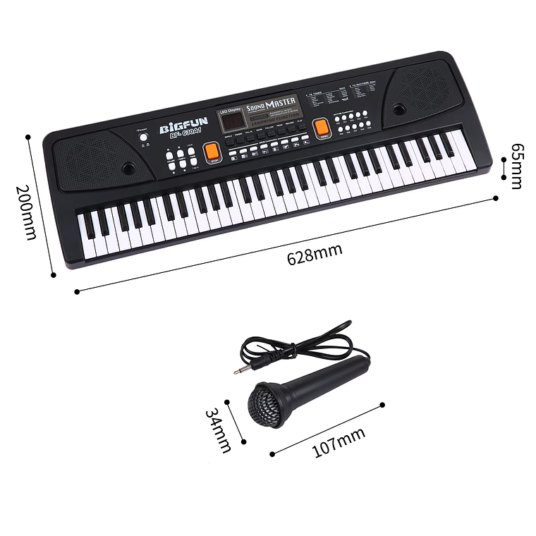Piano Teclado Musical Eléctrico De 61 Teclas + Micrófono 5