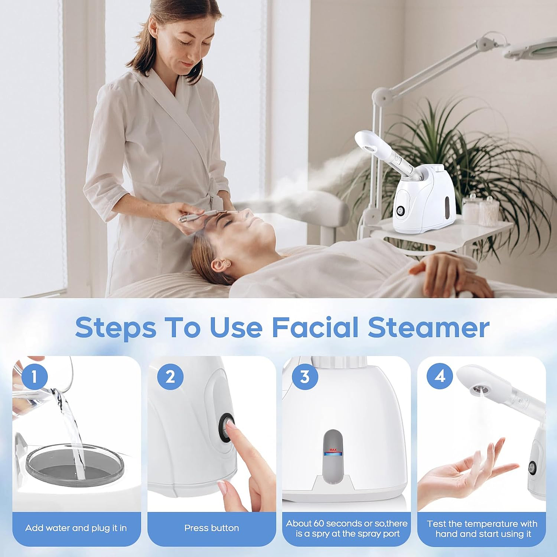 Vaporizador Facial Vapor Ozono Portatil Limpieza Facial 5